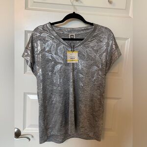 Anne Klein Silver Short Sleeve Top Medium